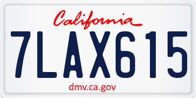 CA license plate 7LAX615