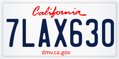 CA license plate 7LAX630