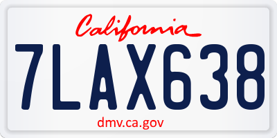 CA license plate 7LAX638