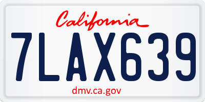 CA license plate 7LAX639