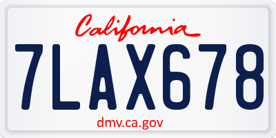 CA license plate 7LAX678