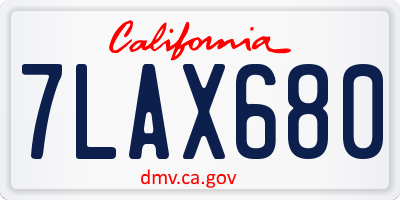CA license plate 7LAX680