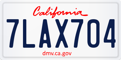 CA license plate 7LAX704