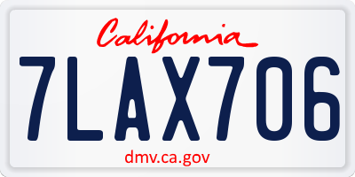 CA license plate 7LAX706