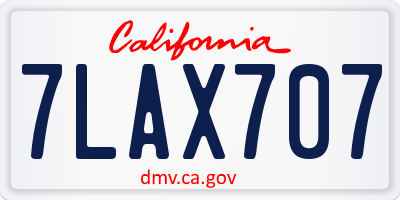 CA license plate 7LAX707