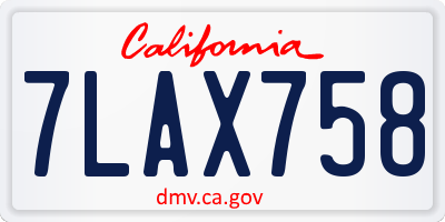 CA license plate 7LAX758