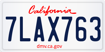 CA license plate 7LAX763
