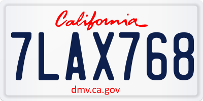CA license plate 7LAX768