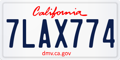 CA license plate 7LAX774