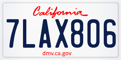 CA license plate 7LAX806