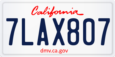 CA license plate 7LAX807