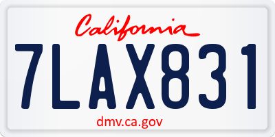 CA license plate 7LAX831