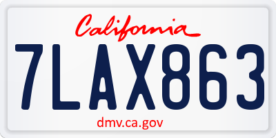 CA license plate 7LAX863
