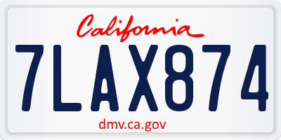 CA license plate 7LAX874