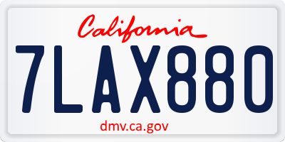 CA license plate 7LAX880