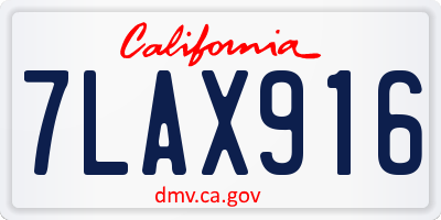 CA license plate 7LAX916