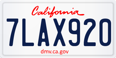 CA license plate 7LAX920