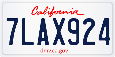 CA license plate 7LAX924