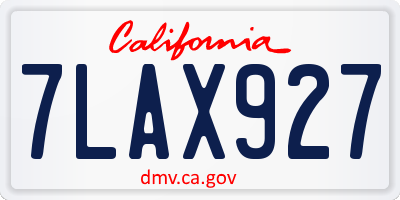 CA license plate 7LAX927