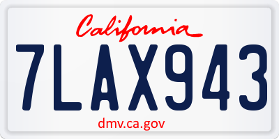 CA license plate 7LAX943