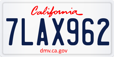 CA license plate 7LAX962