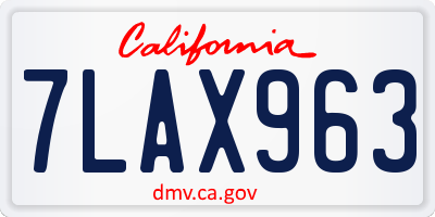 CA license plate 7LAX963