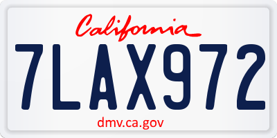 CA license plate 7LAX972