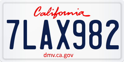 CA license plate 7LAX982