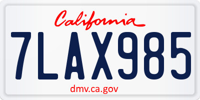 CA license plate 7LAX985