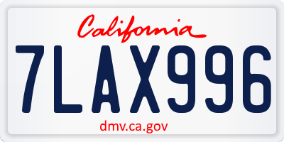 CA license plate 7LAX996