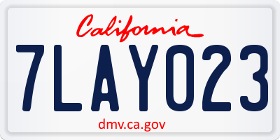 CA license plate 7LAY023