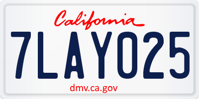 CA license plate 7LAY025