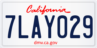 CA license plate 7LAY029