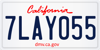 CA license plate 7LAY055
