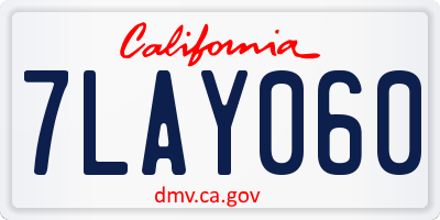 CA license plate 7LAY060