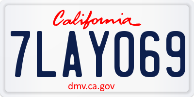 CA license plate 7LAY069