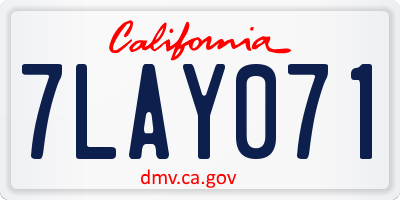 CA license plate 7LAY071