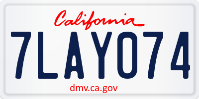 CA license plate 7LAY074