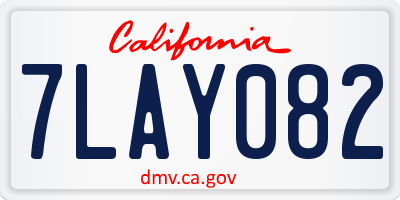 CA license plate 7LAY082