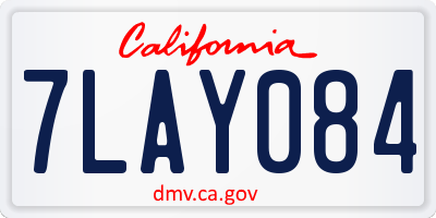 CA license plate 7LAY084