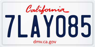 CA license plate 7LAY085