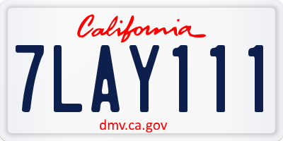 CA license plate 7LAY111