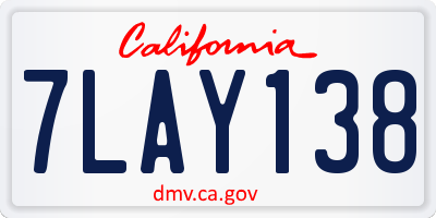 CA license plate 7LAY138