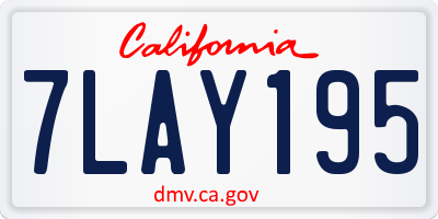 CA license plate 7LAY195