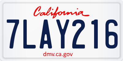 CA license plate 7LAY216