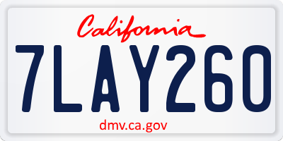 CA license plate 7LAY260