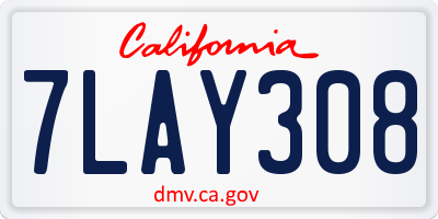 CA license plate 7LAY308