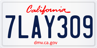 CA license plate 7LAY309