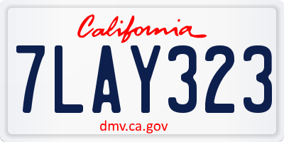 CA license plate 7LAY323