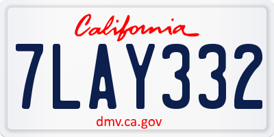 CA license plate 7LAY332